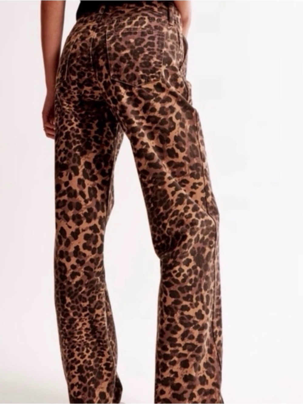 Abercrombie & Fitch Brown Leopard Print Straight-Leg Jeans Size 29, 90s style - Picture 2 of 4